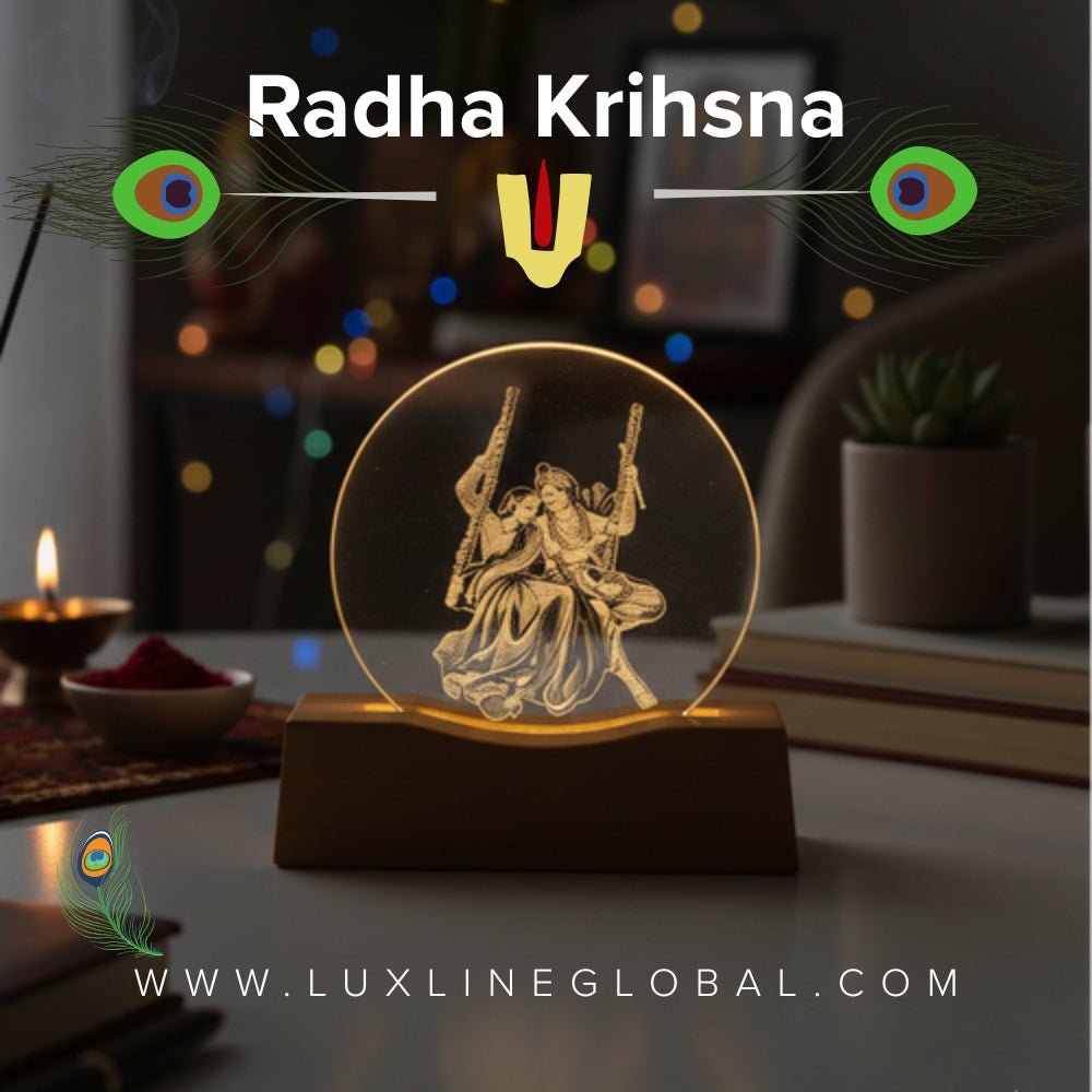 রাঁধা কৃষ্ণ 3D Round lamp-3