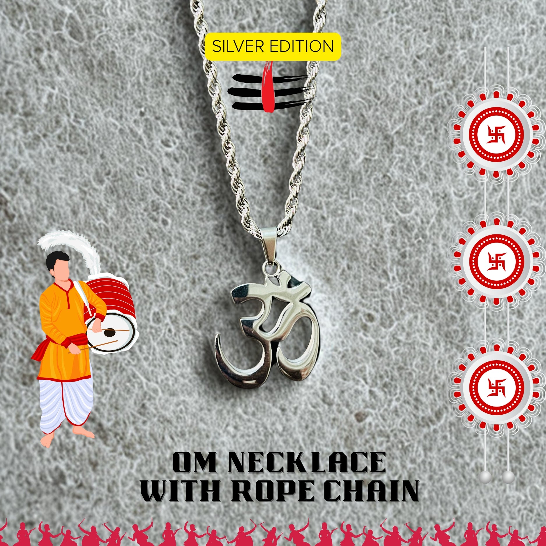 OM NECKLACE WITH ROPE CHAIN