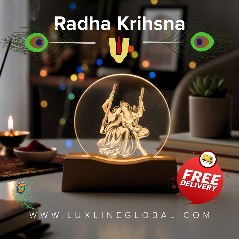 রাঁধা কৃষ্ণ 3D Round lamp-3