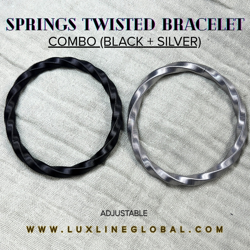 Springs Twisted Bracelet Combo (BLACK + SILVER)