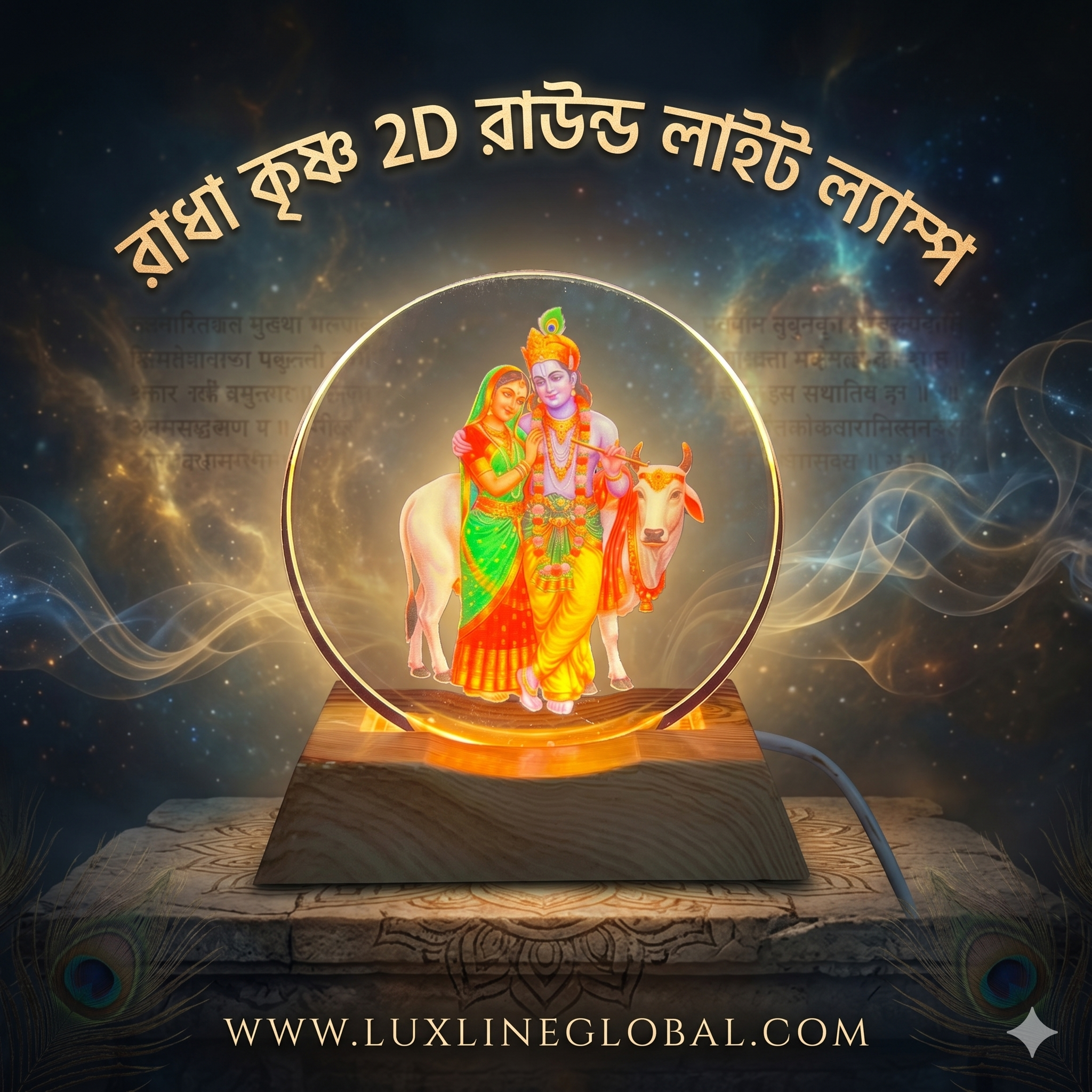 কালারফুল রাধা কৃষ্ণ (Round lamp-37)