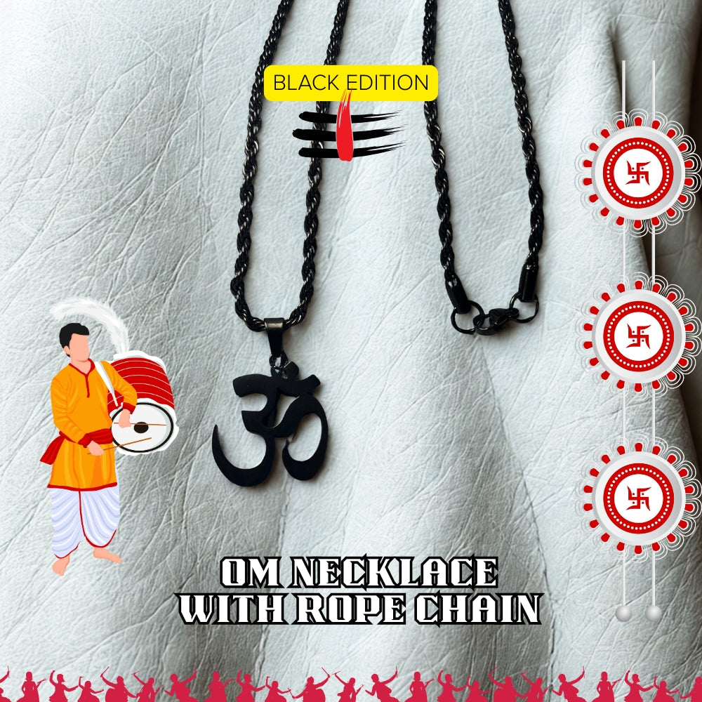 OM NECKLACE WITH ROPE CHAIN