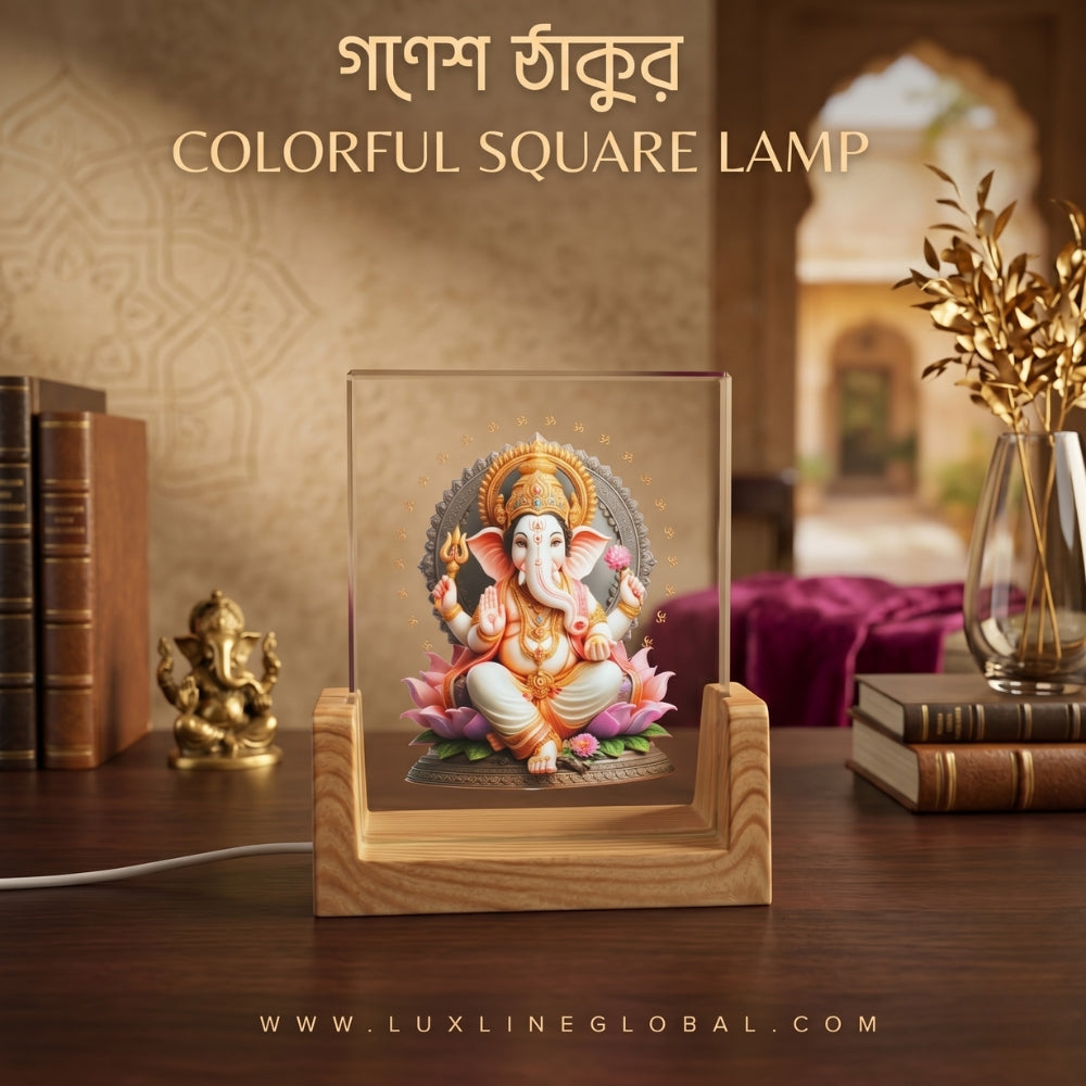 গণেশ ঠাকুর colorful square lamp (26)