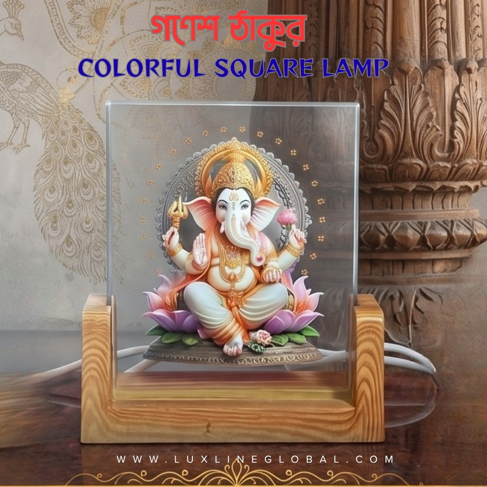 গণেশ ঠাকুর colorful square lamp (26)