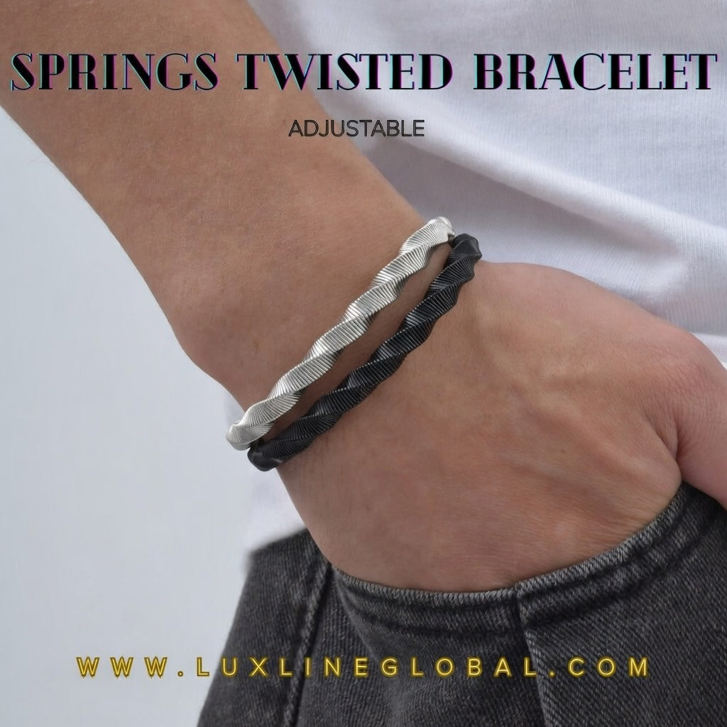 Springs Twisted Bracelet Combo (BLACK + SILVER)
