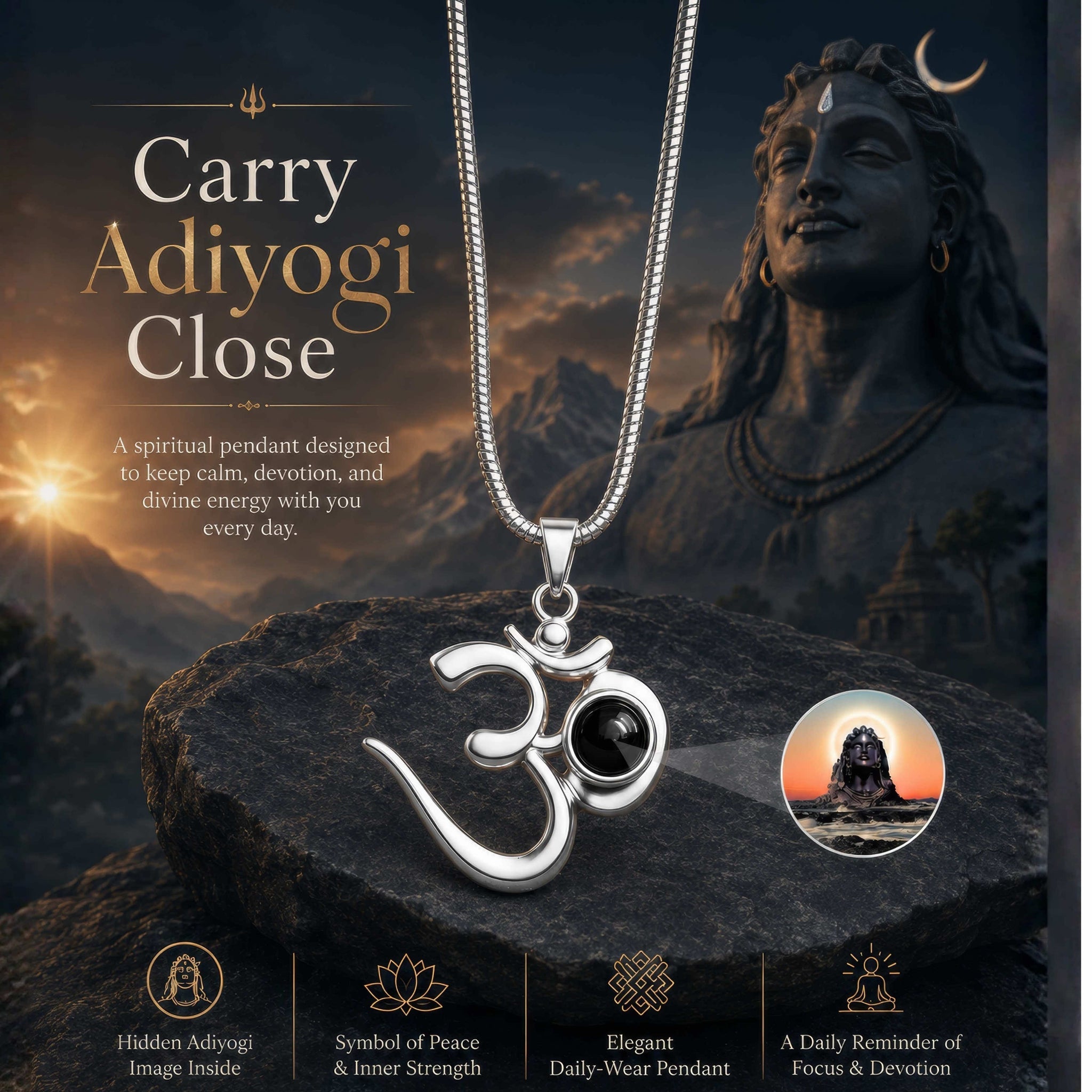 Projection Locket Adiyogi Mahadev(SILVER)