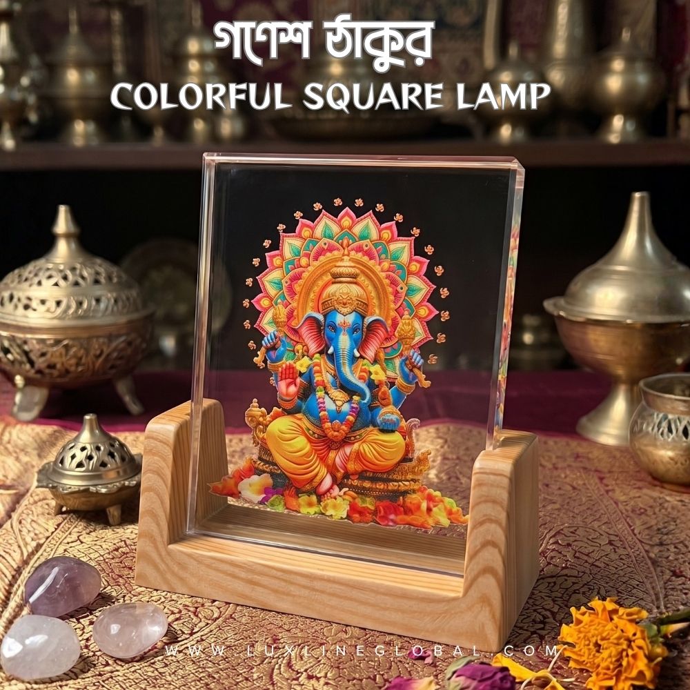 গণেশ ঠাকুর colorful square lamp (27)