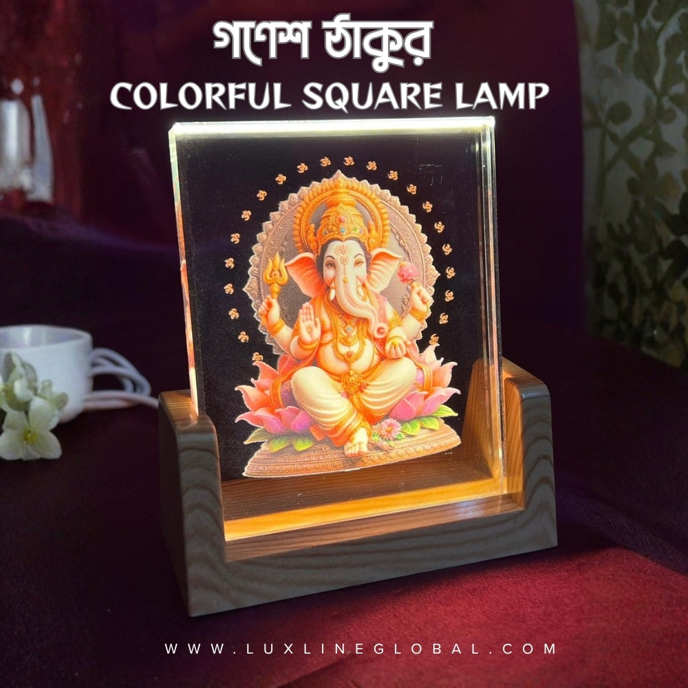 গণেশ ঠাকুর colorful square lamp (26)
