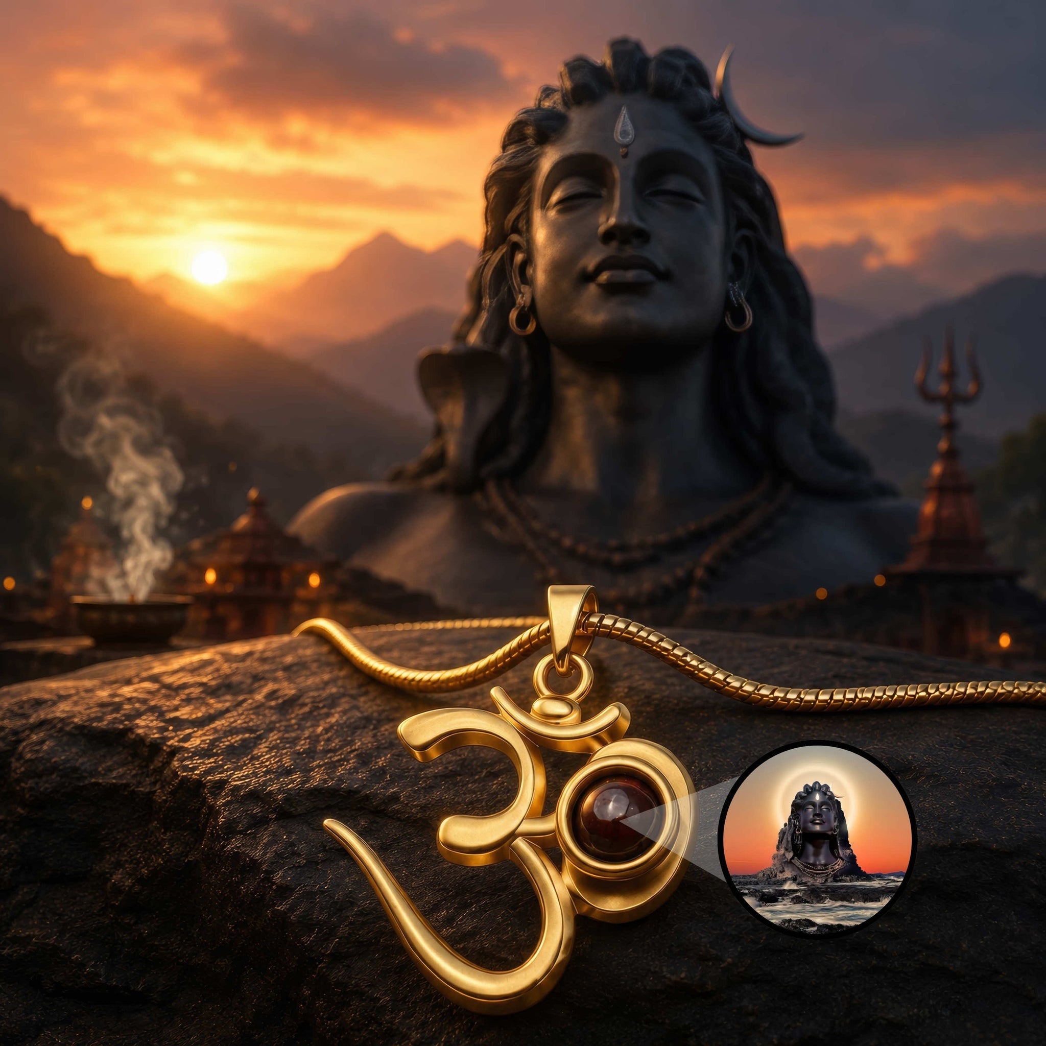 Projection Locket Adiyogi Mahadev(GOLD)