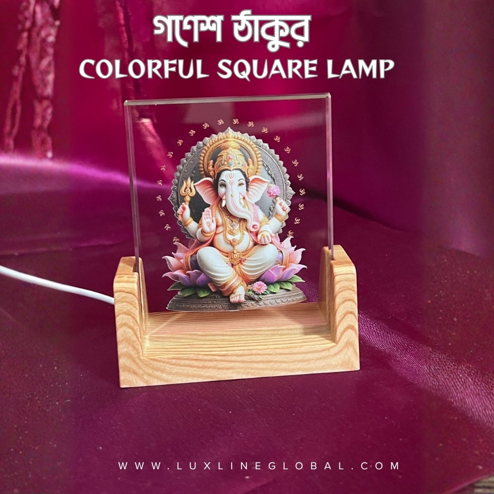 গণেশ ঠাকুর colorful square lamp (26)