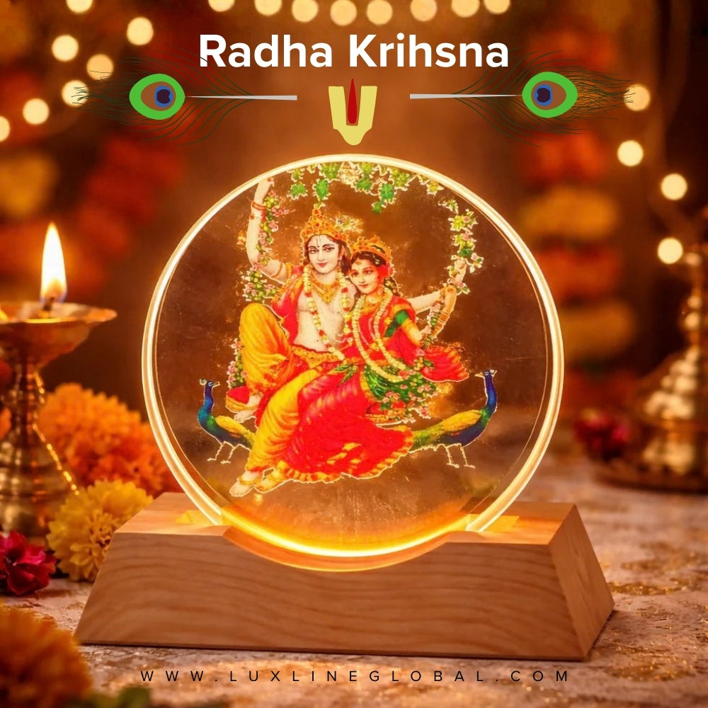 কালারফুল রাধা কৃষ্ণ (Round lamp-10)