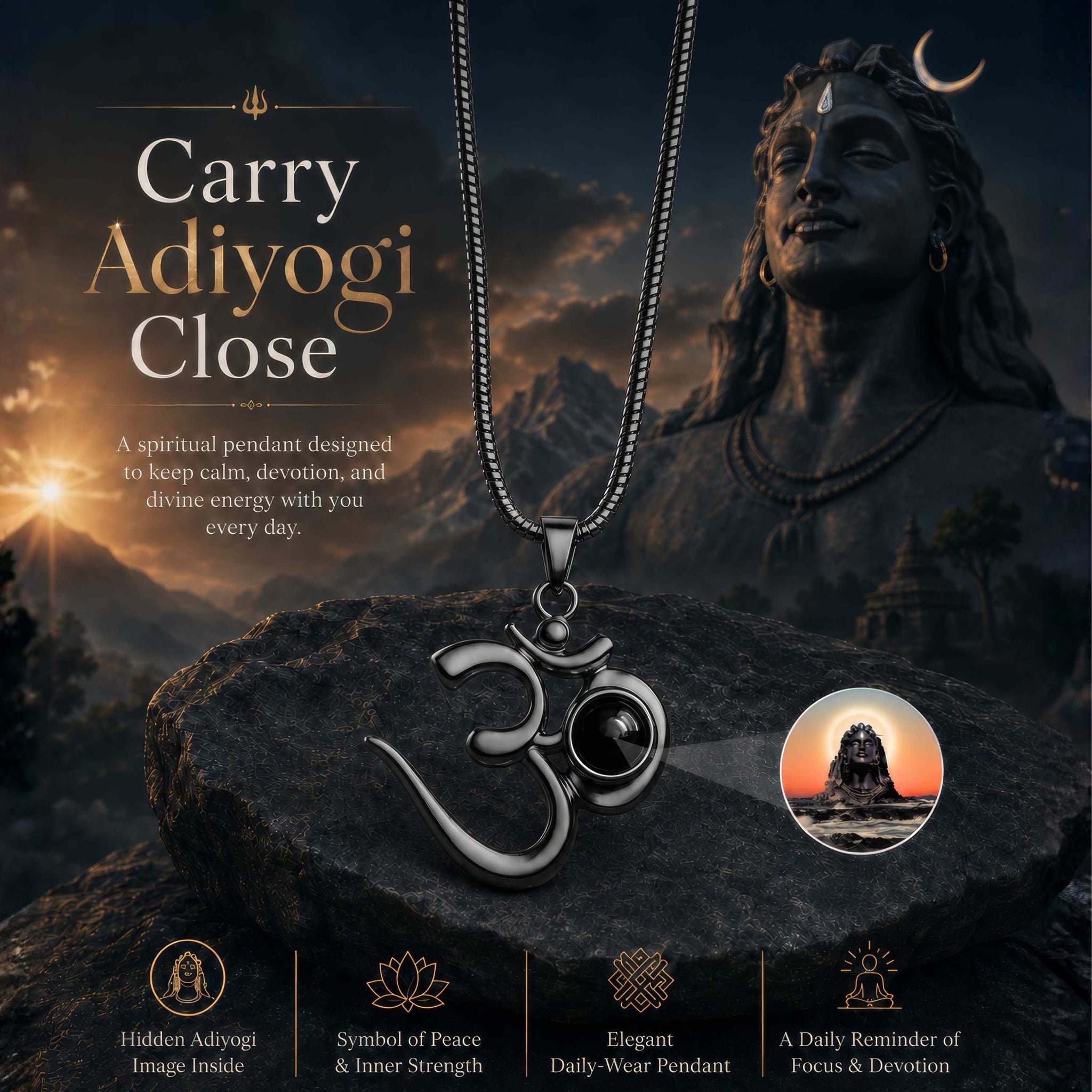 Projection Locket Adiyogi Mahadev(BLACK)