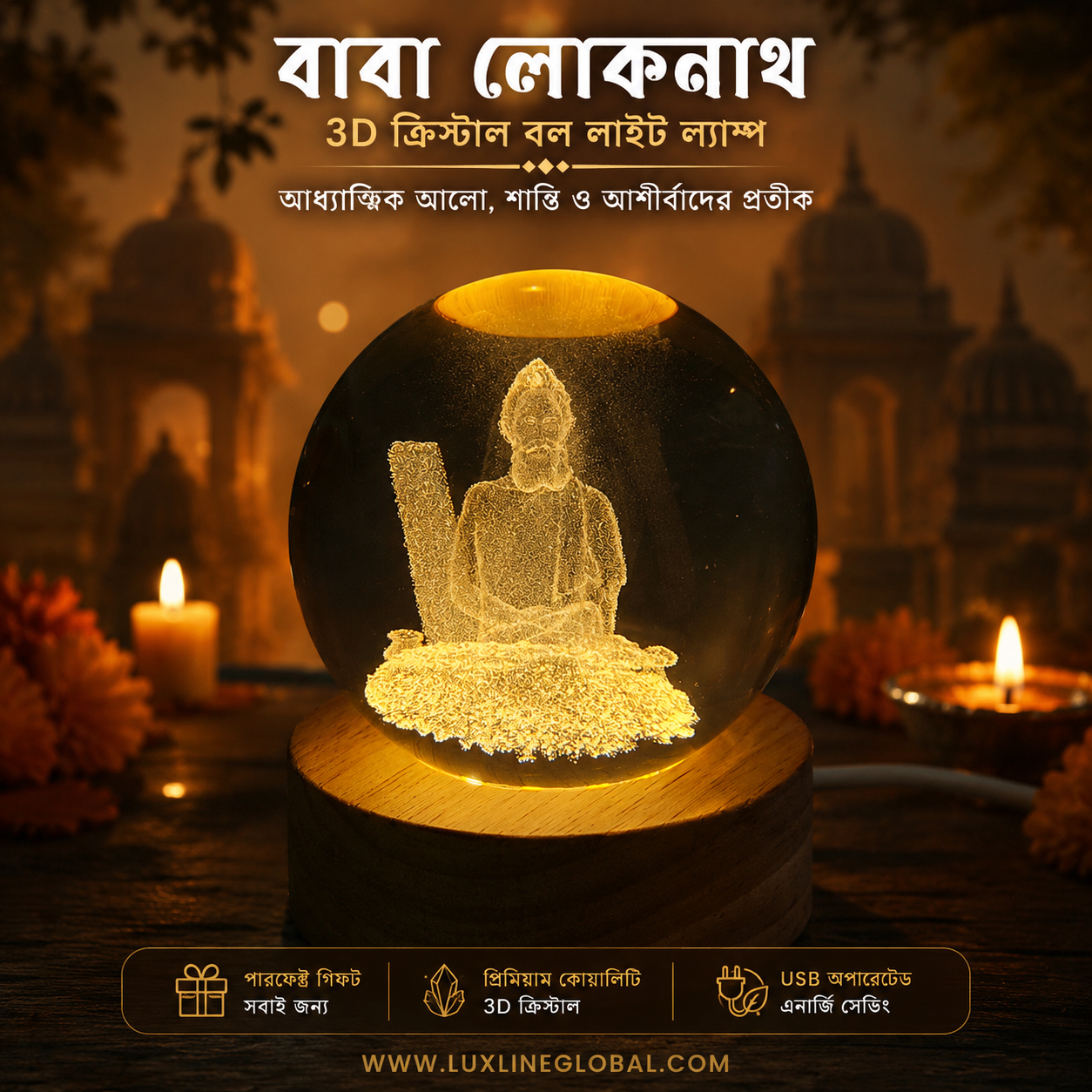 বাবা লোকনাথ 3D lamp Ball (40)