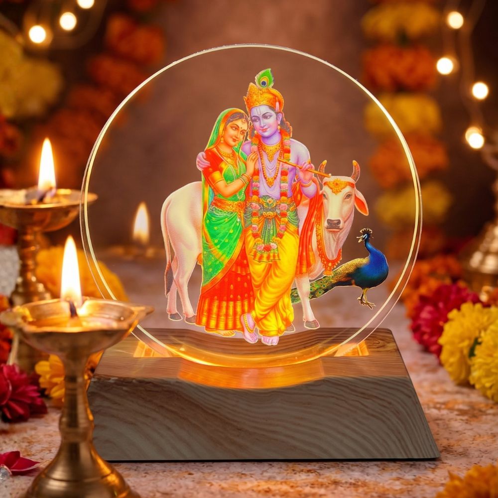 কালারফুল রাধা কৃষ্ণ (Round lamp-37)