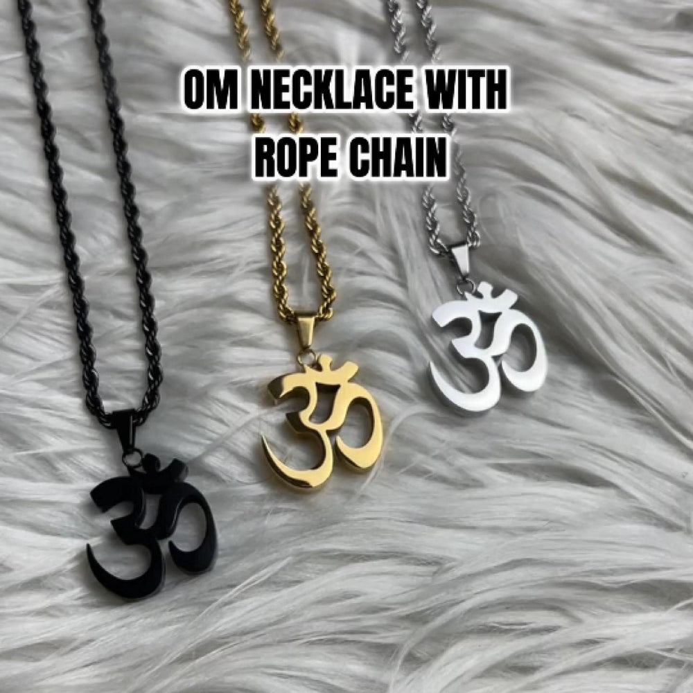 OM NECKLACE WITH ROPE CHAIN